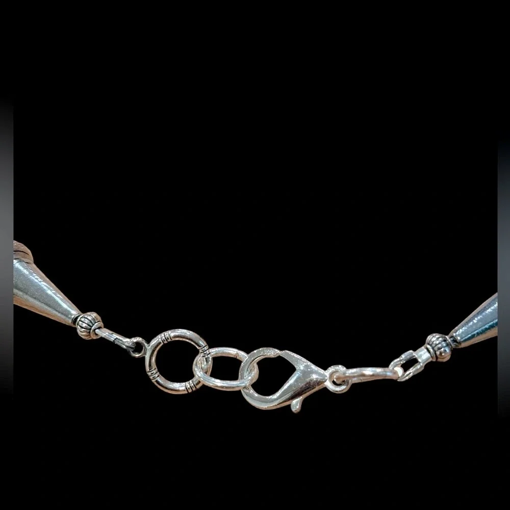 Vintage Sterling Silver Navajo Pearls Turquoise Squash Blossom Necklace - Picture 15 of 15